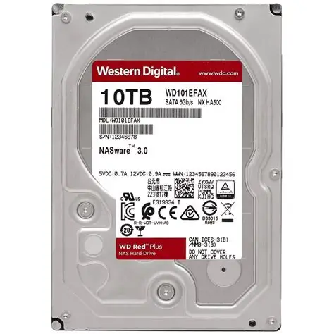 WD - WD101EFBX - WD Red Plus 10TB NAS Hard Disk Drive, 7200 RPM Class, CMR, SATA 6Gb/s, 256MB Cache, 3.5'' Form Factor, Up to 215 MB/s Sustained Transfer Rate, 1 Million Hours MTBF