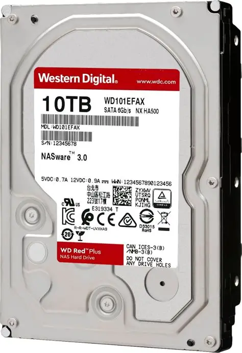 WD - WD101EFBX - WD Red Plus 10TB NAS Hard Disk Drive, 7200 RPM Class, CMR, SATA 6Gb/s, 256MB Cache, 3.5'' Form Factor, Up to 215 MB/s Sustained Transfer Rate, 1 Million Hours MTBF