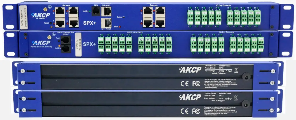 AKCP - SPX-U-S - SPX+ Gateway 1U, EXP/MODBUS + BEB, 8 Sensor Ports, 17” Rack Bracket 