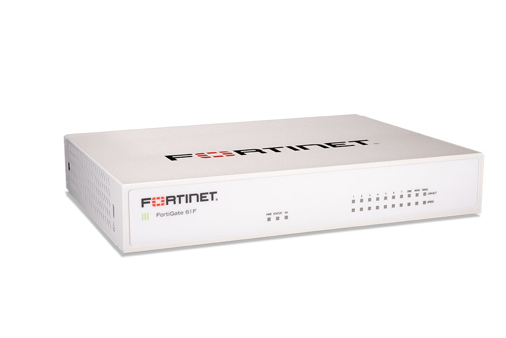 FG-61F	10 x GE RJ45 ports (including 2 x WAN Ports, 1 x DMZ Port, 7 x Internal Ports), 128GB SSD onboard storage.