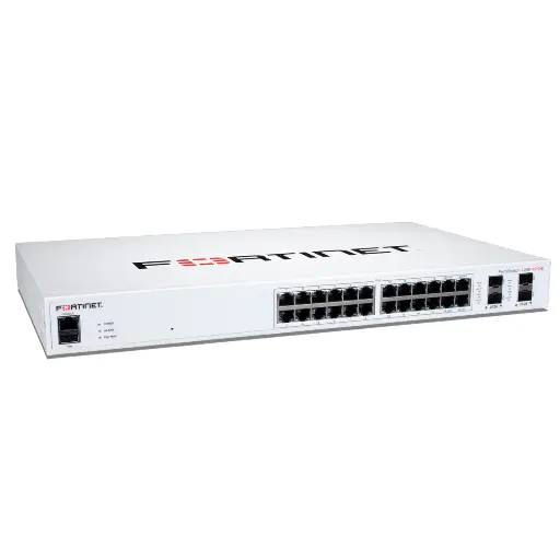 FS-124F-FPOE Layer 2 switch controller compatible PoE+ switch with 24x 1G RJ45 with PoE+ and 4x 10G/1G SFP+/SFP ports and 1x RJ45 console port. Max 370W PoE output limit with smart fan/temperature control.  